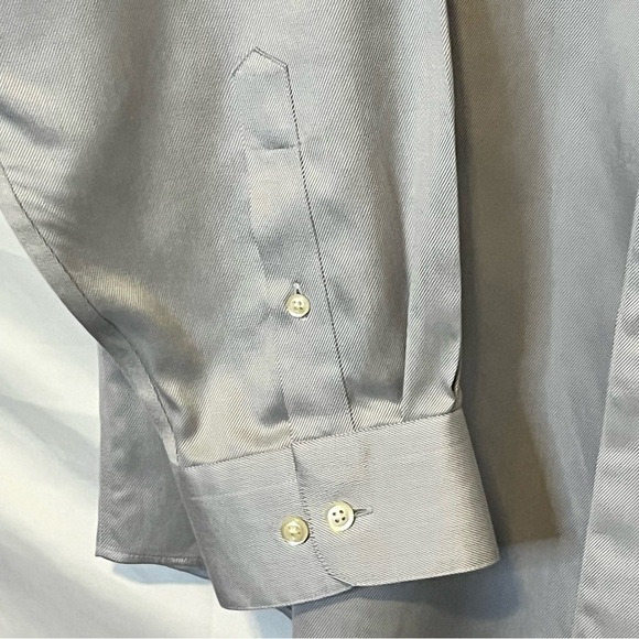 Pronto-Uomo Men’s Button Down Long Sleeve, Gray Shirt. 17 1/2 (34/35) - Picture 5 of 8